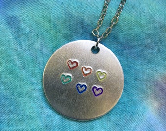 Pride Flag Heart Necklace - Gay Pride Necklace - LGBT Necklace - LGBT Jewelry -Lesbian Necklace - Rainbow Flag - Gay Pride Flag