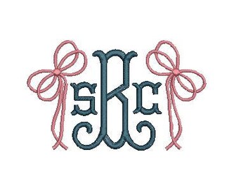 Bow Ribbon Monogram Add On Fill Stitch Embroidery Design File Embroidery Machine Instant Download