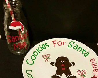 Santa's milk and cookies plate and cup set. Free personalization!