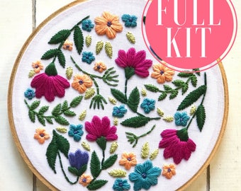 full kit | hand embroidery kit | embroidery kit | diy embroidery | diy embroidery kit | embroidery pattern | modern embroidery kit | floral