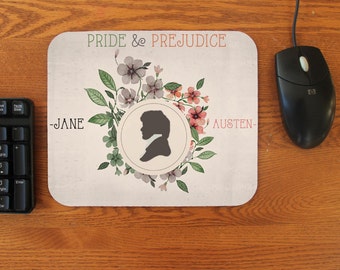Pride and Prejudice Darcy Silhouette Neoprene Rubber Mouse Pad