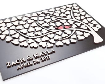 Wedding guest book alternative 3D Guest Book Wood Rustic wedding guestbook Unique guest book White Wedding Decor Tree of Hearts Wedding gift