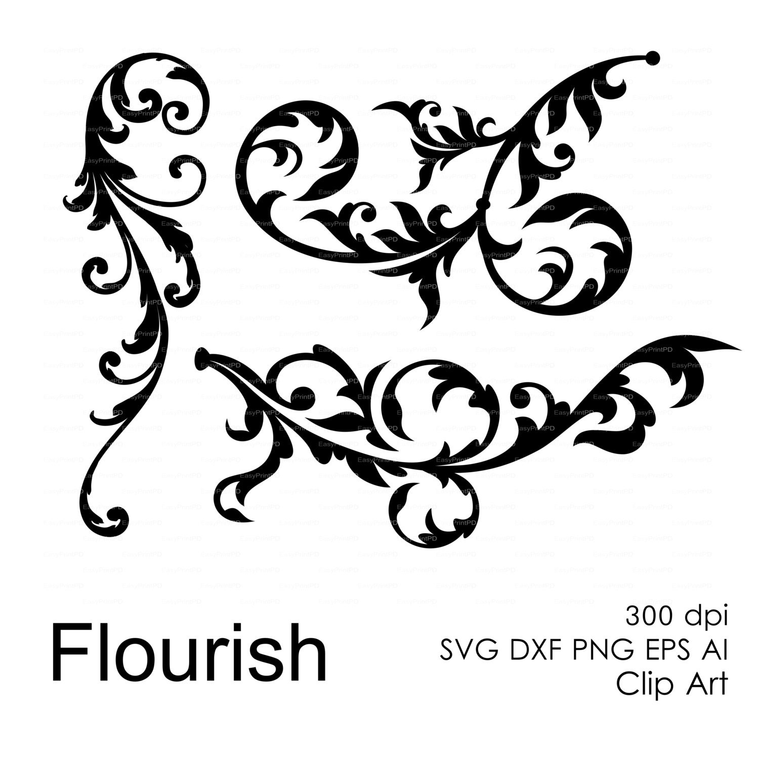 Flourish svg dxf eps ai png Overlays template