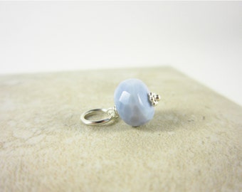 Sterling Silver Charms - Light Blue Peruvian Opal Pendant - Something Blue Opal Charm - Blue Opal Jewelry Handmade - Natural Stone Jewelry
