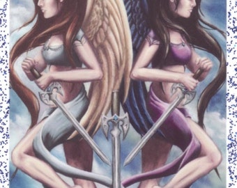 5 of Swords ACEO 78 Tarot ACEO Atc 78 Tarot Art 5 of Swords Art Warrior Angel ACEO
