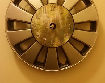 15.5" Hubcap clock finished with numbers