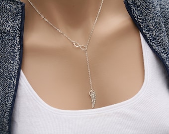 Infinity Angel Wing necklace,Sterling Silver Wing delicate necklace,Memory wing necklace,Bridesmaid gifts,Wedding bridal Jewelry,child loss