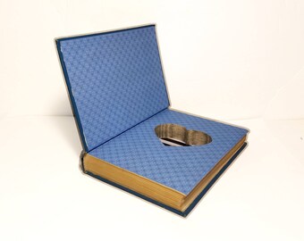 Hollow Book Safe Love is a Bridge Heart Shape Cloth Bound vintage Secret Compartment Security hiding place wedding gift ring bearer story