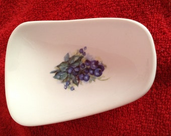 Ceramic Spoon Rest with Blueberries on it 5" Long