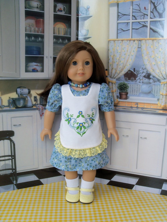 Like 18 Inch American Girl Doll Clothes / Embroidered Apron Dress for American Girl of other 18" Doll