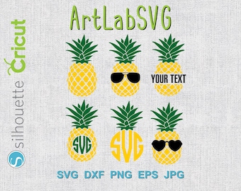 Pineapple SVG Files, Circle Monogram svg, Tropical Summer, Pineapple monogram, Pineapple sunglasses svg, cut files for Cricut, Silhouette