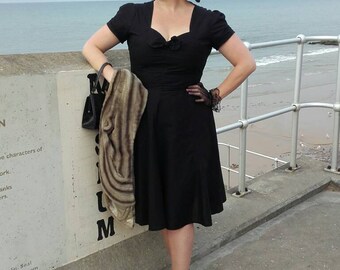 1940s dress, sizes 6-26, tea dress, dance, swing, wartime,ww2 dress, reproduction dress, vintage dress, black dress, plus size,1940s dress