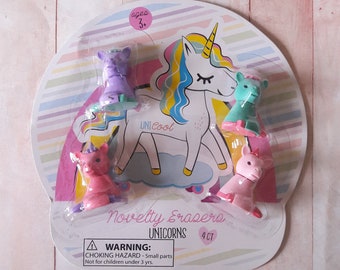 Novelty Unicorn Erasers 4ct Stationery & School Supplies