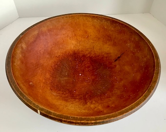 Antique 13” Munising 2nd Primitive Out of Round Wood Dough Bowl