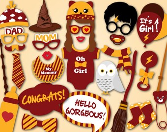 Printable Wizard Baby Shower Photo Booth Props, Harry Potter Inspired Girl Baby Shower Photo Booth Props, It's a Girl Baby Shower Props 0059