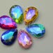 fancy 20x30mm Colour AB Glass beads Strass Stones Tear Drop Jewels Sew On 12pcs Clothes Decorations