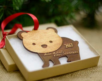 Personalized Baby's First Christmas Ornament Personalized Ornament Gift for New Moms Newborn Rustic Wood Ornament Keepsake Ornament Gifts
