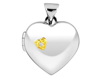 Gold Plated sterling silver Diamond Set Heart Locket with chain