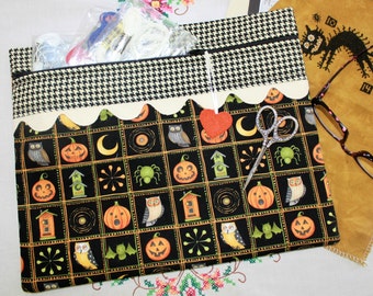 Haunted Houndstooth Halloween Cross Stitch, Sewing, Embroidery Project Bag