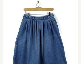ON SALE Vintage Blue Denim Flare Skirt from 1980's/W27