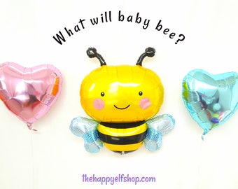 Bee gender reveal balloons. bumble bee Party Decor. baby party. gender reveal party. bee balloon. gender reveal decor. baby shower balloons
