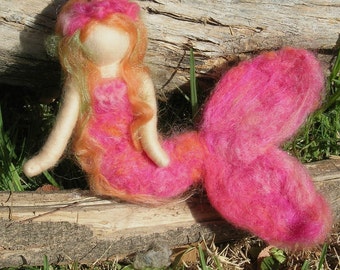 Mermaid and Her Treasure - Waldorf Inspired Needle Felted Doll