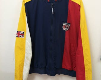 Vintage REEBOK Classics//Bomber Windbreaker Jacket//Color Block Union Jack Flag