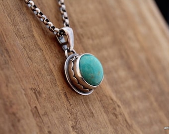 Natural Turquoise Necklace. Turquoise Pendant. Nevada Turquoise. Sterling Silver. Artisan Jewelry. Silver Necklace. December Birthstone
