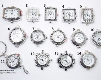 Silver Watch Face Add-On for Lanyards, ID Badge Holders, Necklaces-SEVERAL CHOICES