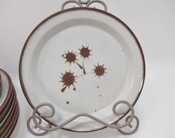 Dansk Frost Brown Mist Salad Plate Denmark Impressed Backstamp Neils Refsgaard Design Spikey Balls Flowers (Tiny Chips on Bottom)