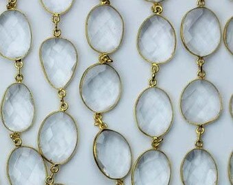 Crystal Bezel Set Connector Chaine Necklace Gold plated Jewelry