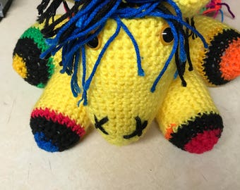 Crocheted colorful horse