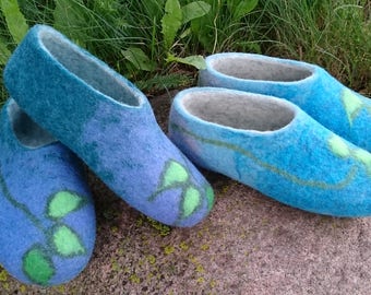 Felted clogs,felted slippers, for her, warm clogs, woolen slippers,woolen clogs