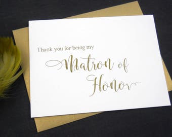 Thank You for being my MATRON OF HONOR Card, Matron of Honor Card, Matron of Honor Gift, Wedding Thank You Card, Matron of Honor Thank You