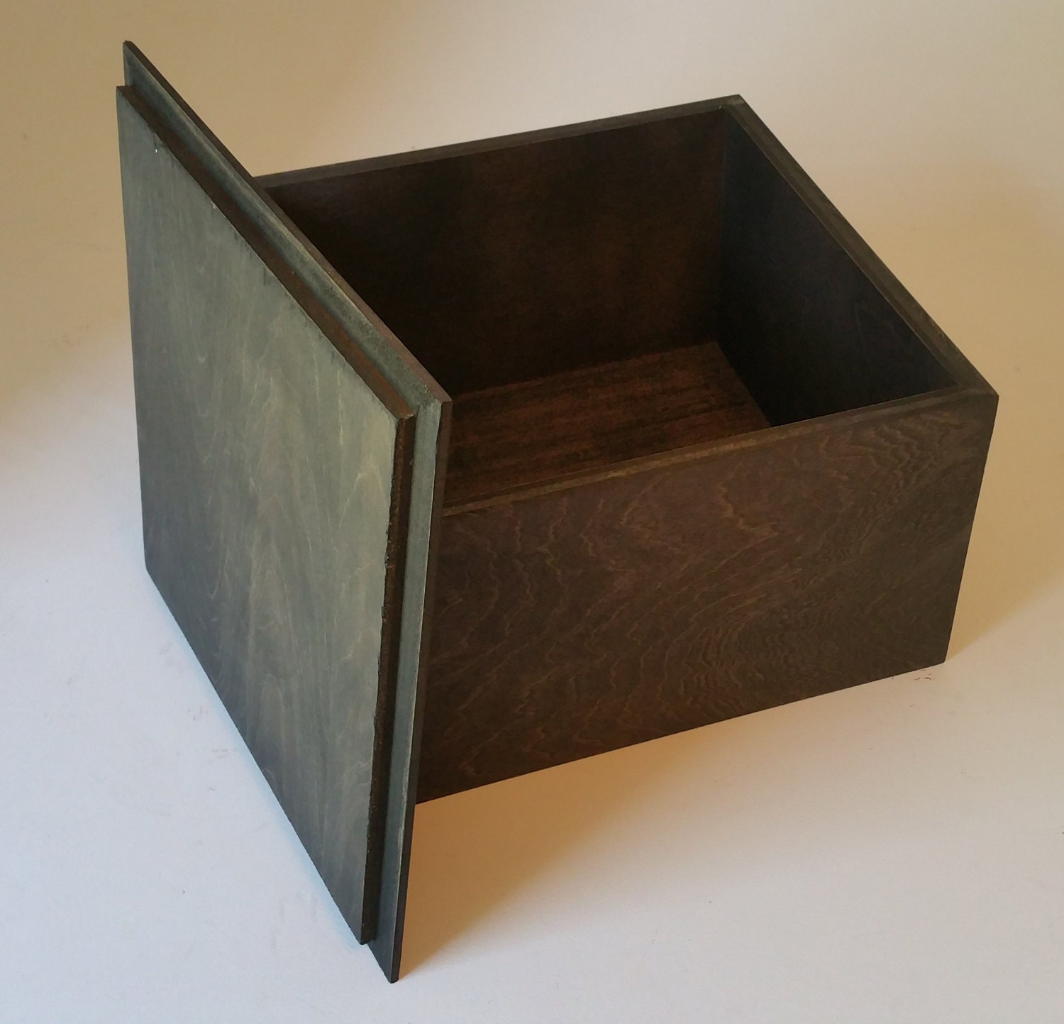 Wood Box With Lid 10x10x6 Black Onyx Stain Rustic Box