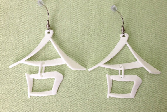 COLLABORATION/He - 3D Printed Chinese character earrings