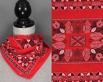 Vintage Trunk Down Bandana - 1940s Turkey Red Fast Color Elephant Bandana - 40s/50s Trunk Down Fast Color Bandana - Red Trunk Down Bandana