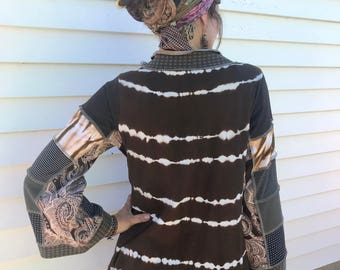 Eco Wrap Jacket, size S to L, wrap jacket,hippie jacket, festival jacket, patchwork jacket, jersey wrap, patchwork wrap, Zasra