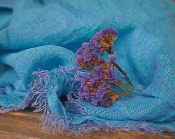 100% Blue Linen Scarf, Eco Linen, Many Color, Eco Scarf, Women, Men Accessories