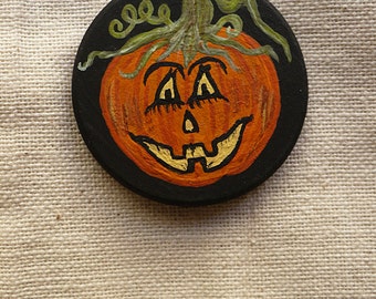 Happy Jack & Spider Goth Miniature Halloween Art - Pocket Charm - OOAK