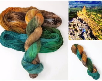 Savannah - Hand dyed Yarn - 100g choose your base - knitting crocheting weaving quick knit - Brown orange green - available on wool or vegan