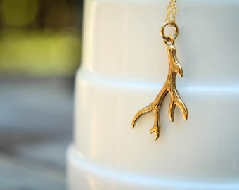 Antler Necklace, Available in Sterling Silver or Natural Bronze