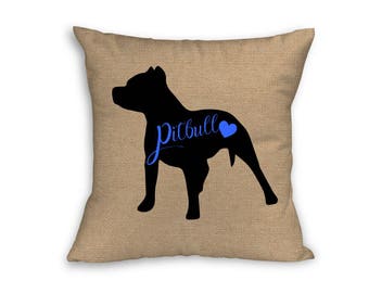 Blue Pitbull Pillow Cover, Pillow Cover, Pitbull Pillow Cover, 18" x 18" Zip Pillow Cover