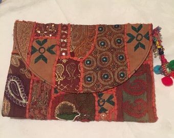 Handmade boho style laptop clutch
