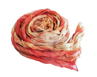 Orange boho scarf, peach silk scarf, chiffon scarf, crinkle scarf, trending now, scarf gift for wife, trend boho scarf, girlfriend scarf