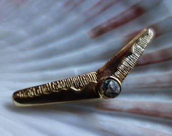 Collar clamp, gold-colored with a stone for shirt or blouse, collar clamp for collar tips, for you and him