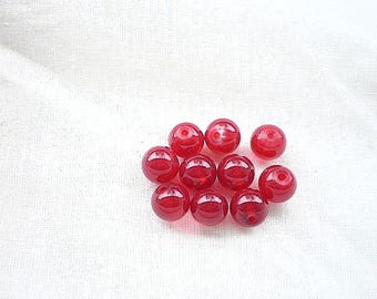 10 pearls 8mm red jade