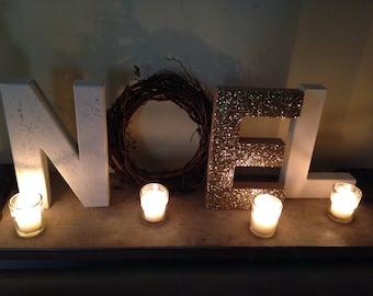 Noel Letters, Rustic Christmas Decor, Mantle Decoration, Wood Letters