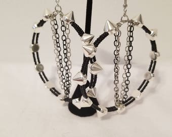 Black and Silver Spike Earrings