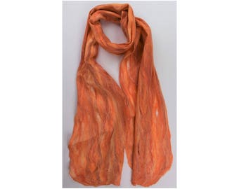 Merino / Silk Cobweb Felted Scarf - Sunset